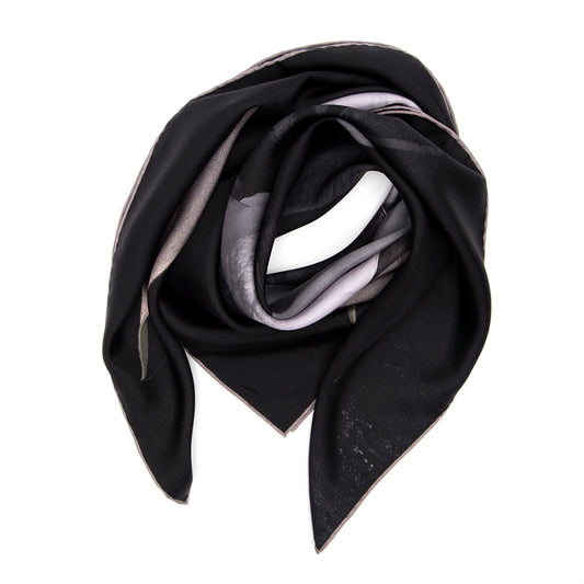 Silk Scarf Magnolia Noir