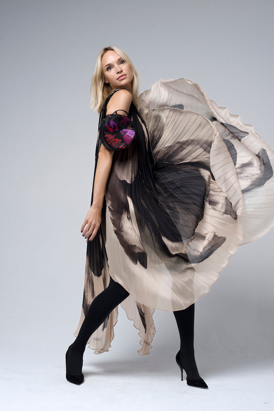 “Aïda” Dress from pleated 100 % silk