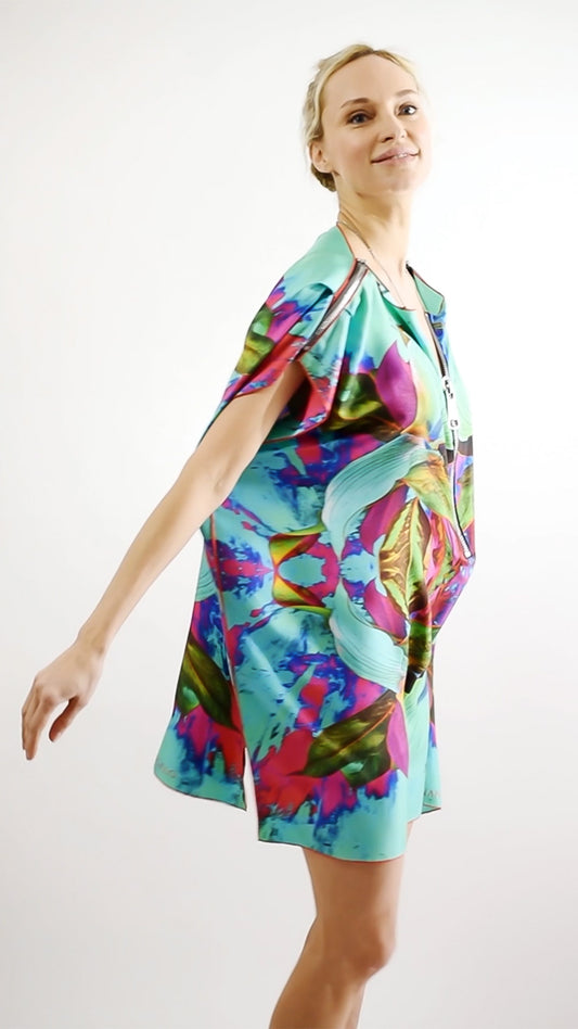 "Flamboyant" Silk Tunic one size