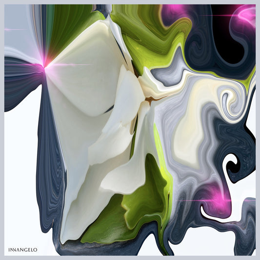 "Vortex" Silk Scarf - 100% Pure Silk, Abstract Elegance in green & Lilac Tones, made in Italy.